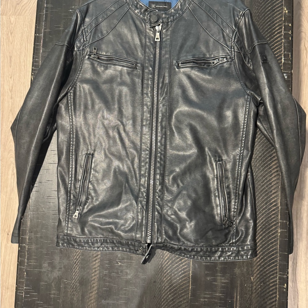 INC International Concepts Men's Black Faux Leather Jacket